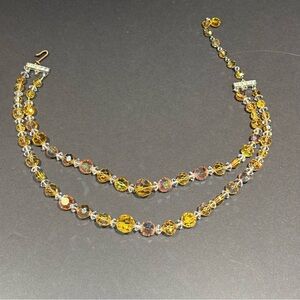 Vintage Golden Aurora Borealis Crystal Choker Necklace